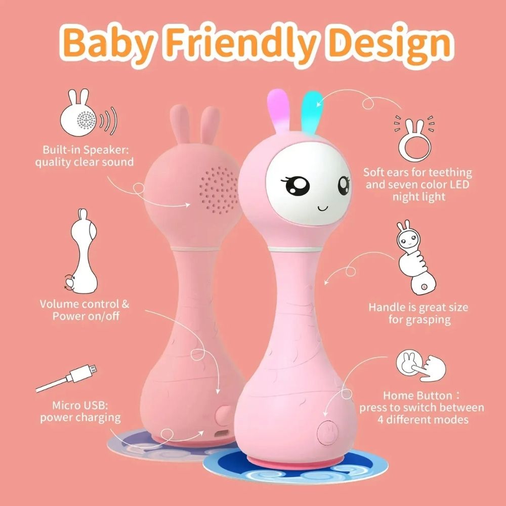 Sonajero interactivo Smarty Bunny Rosa Español con canciones de»Pica Pica» Alilo