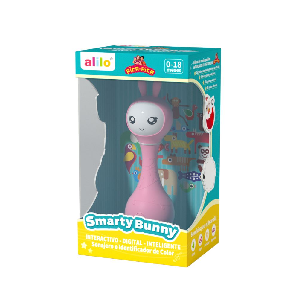 Sonajero interactivo Smarty Bunny Rosa Español con canciones de»Pica Pica» Alilo
