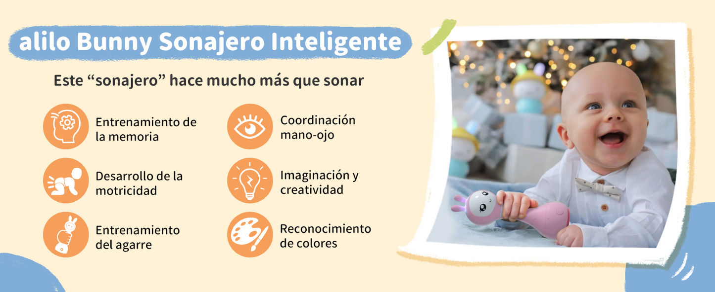 Sonajero interactivo Smarty Bunny Rosa Español con canciones de»Pica Pica» Alilo