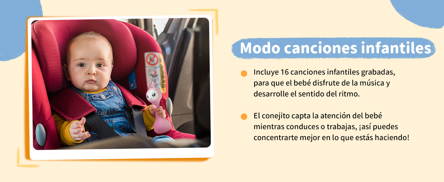 Sonajero interactivo Smarty Bunny Rosa Español con canciones de»Pica Pica» Alilo