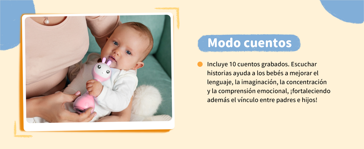 Sonajero interactivo Smarty Bunny Rosa Español con canciones de»Pica Pica» Alilo
